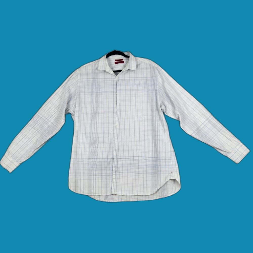 Alfani Men's Gray & Blue Stripe Dress Shirt Size L Large
